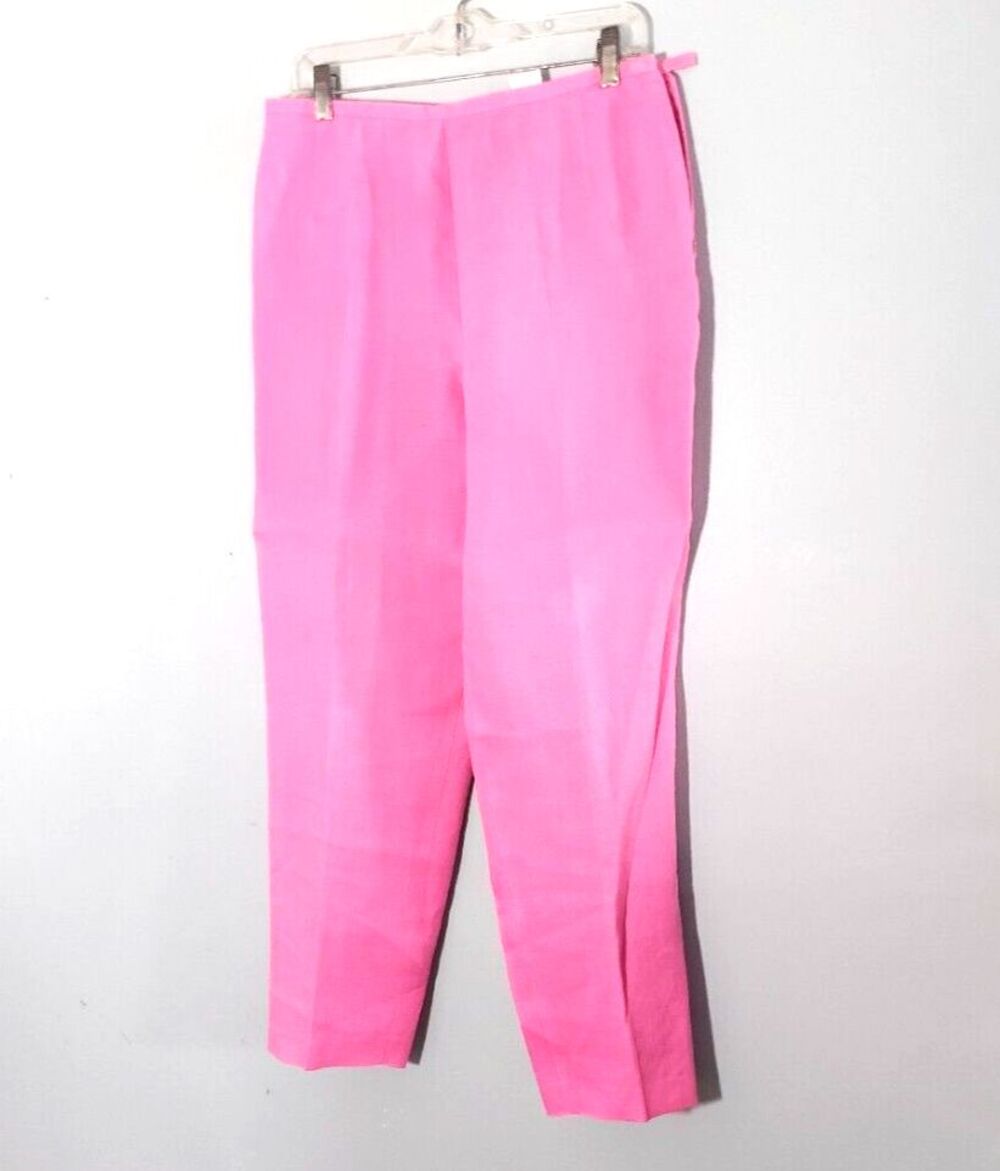 TALBOTS Barbie Pink Irish Linen side Zip Pants Size 12